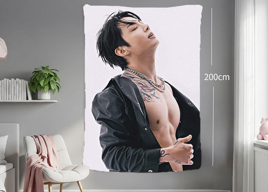 Jungkook Hanging Tapestry | Bantan Boys | Personalized Wall Art | Polyester Fabric | Ship Flag Banner