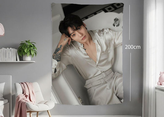 Jungkook Hanging Tapestry | Bantan Boys | Personalized Wall Art | Polyester Fabric | Ship Flag Banner