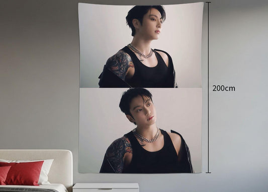 Jungkook Hanging Tapestry | Bantan Boys | Personalized Wall Art | Polyester Fabric | Ship Flag Banner