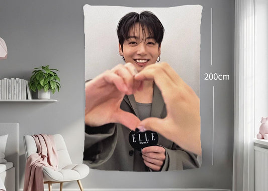 Jungkook Hanging Tapestry | Bantan Boys | Personalized Wall Art | Polyester Fabric | Ship Flag Banner