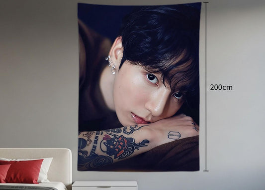 Jungkook Hanging Tapestry | Bantan Boys | Personalized Wall Art | Polyester Fabric | Ship Flag Banner