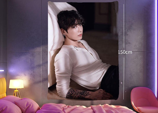 Jungkook Hanging Tapestry | Bantan Boys | Personalized Wall Art | Polyester Fabric | Ship Flag Banner