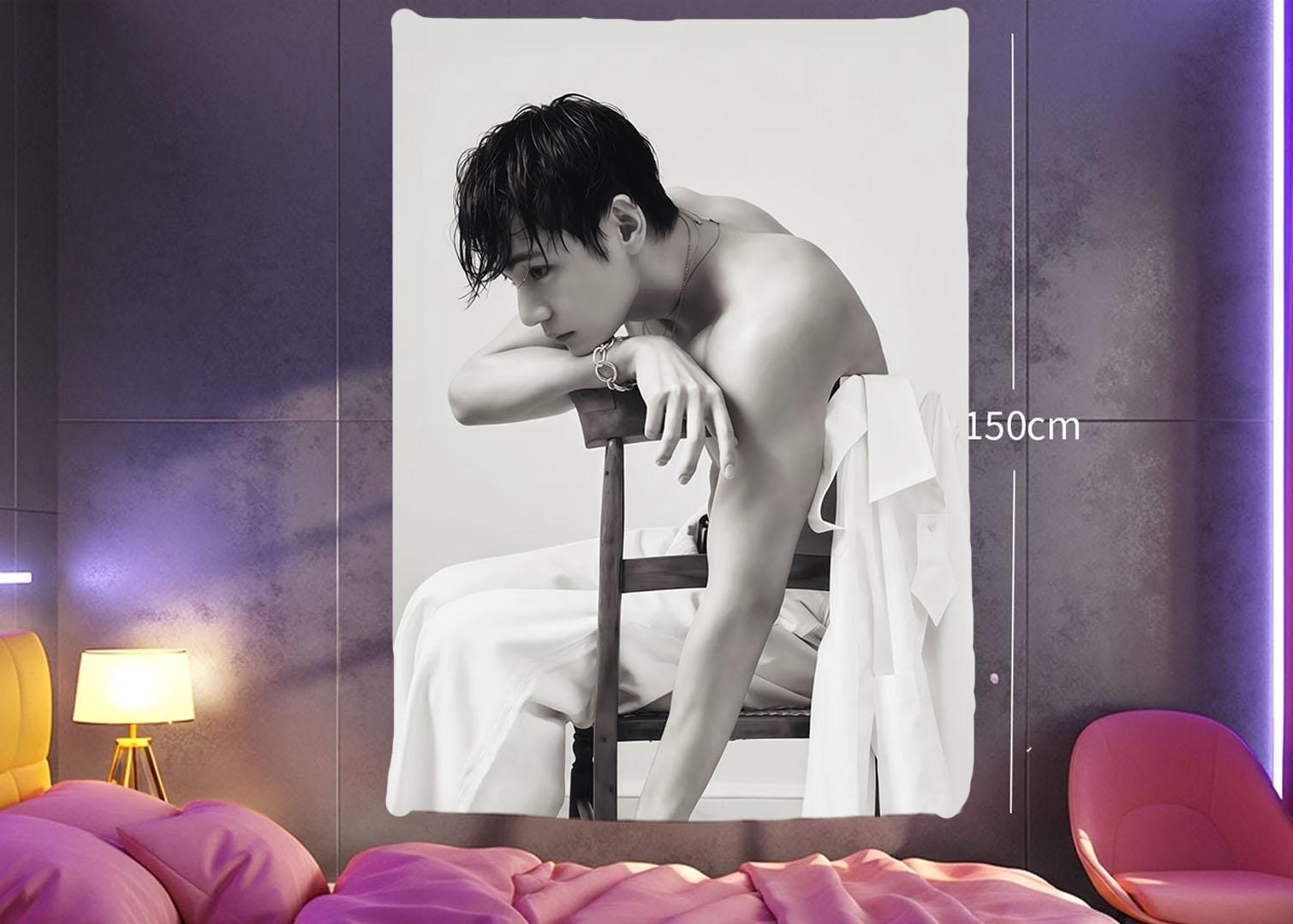 TaeHyung Hanging Tapestry | Bangtan Boys | Personalized Wall Art | Polyester Fabric | Ship Flag Banner