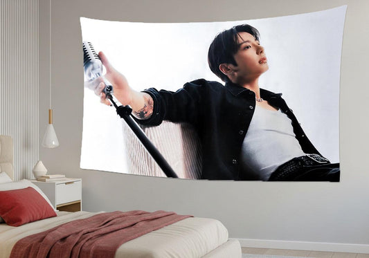 Jungkook Hanging Tapestry | Bantan Boys | Personalized Wall Art | Polyester Fabric | Ship Flag Banner