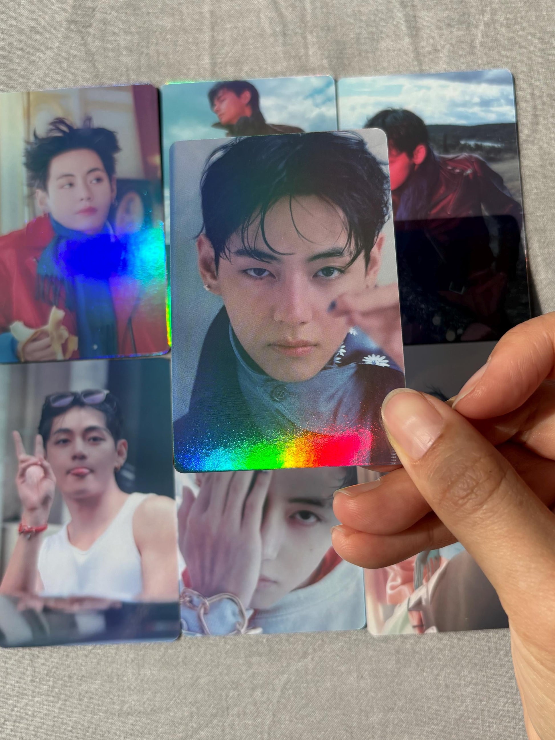 Taehyung 55pc Holographic lomo cards Kpop fan made photocards BTS gift for ARMY