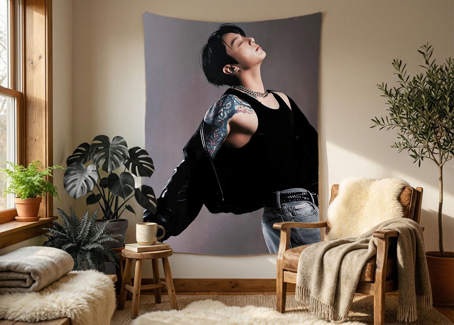 Jungkook Hanging Tapestry | Bantan Boys | Personalized Wall Art | Polyester Fabric | Ship Flag Banner