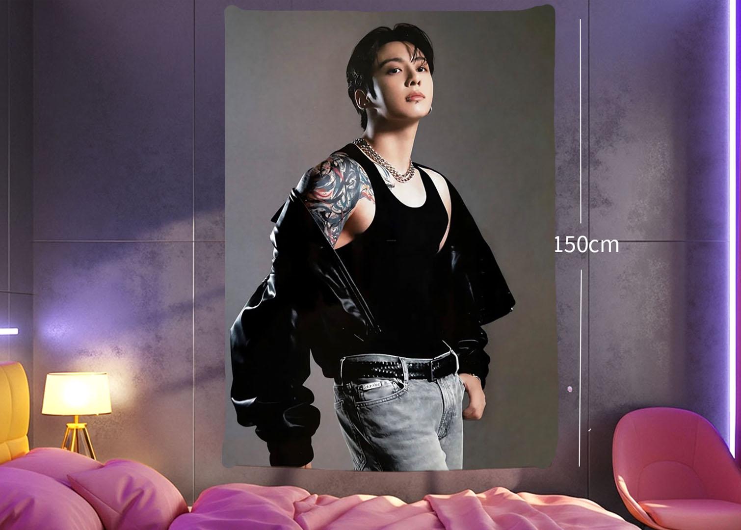 Jungkook Hanging Tapestry | Bantan Boys | Personalized Wall Art | Polyester Fabric | Ship Flag Banner