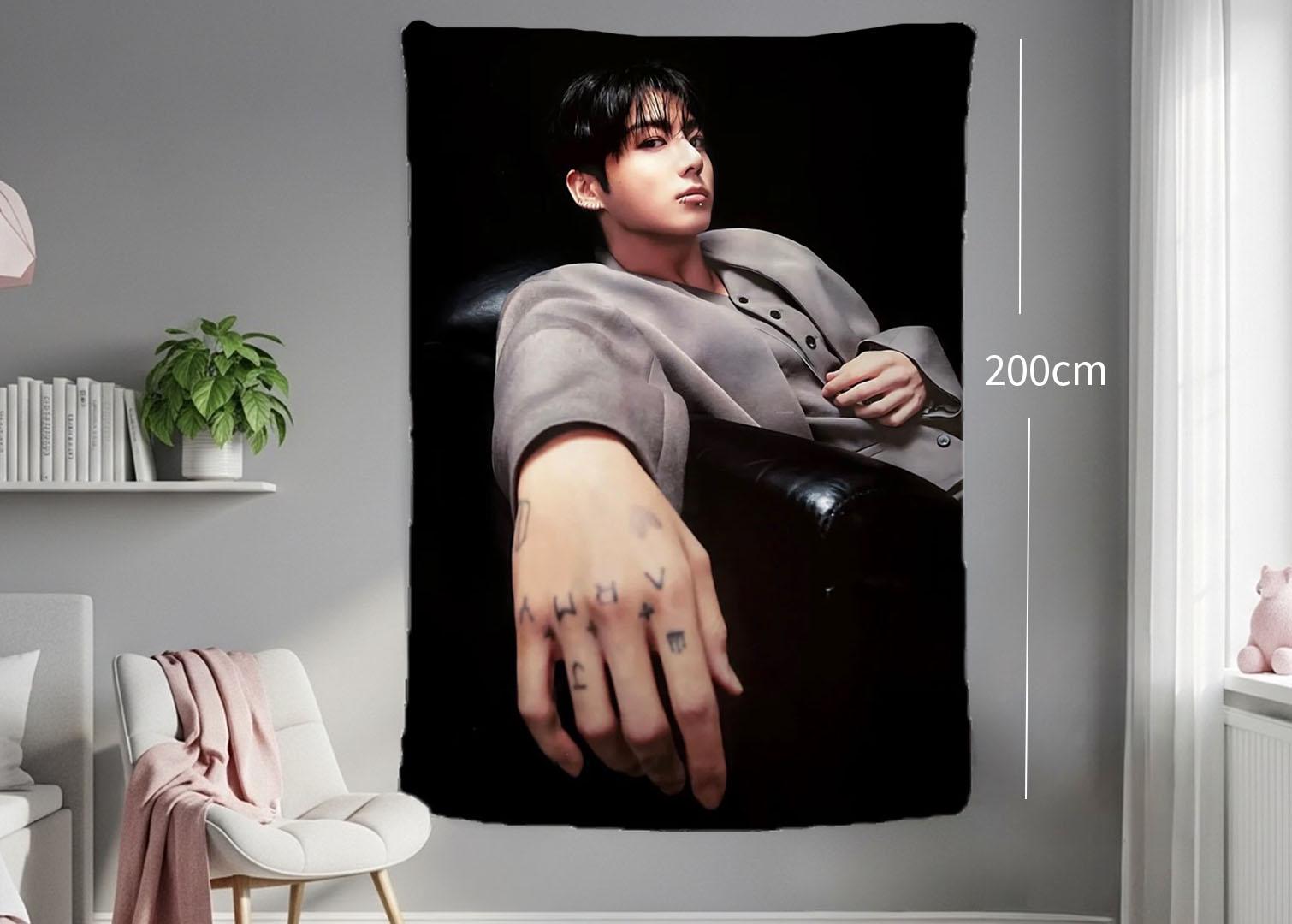 Jungkook Hanging Tapestry | Bantan Boys | Personalized Wall Art | Polyester Fabric | Ship Flag Banner