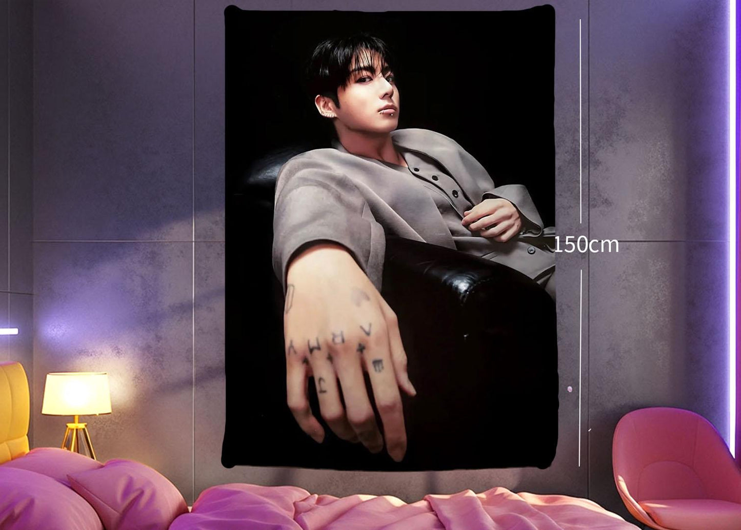 Jungkook Hanging Tapestry | Bantan Boys | Personalized Wall Art | Polyester Fabric | Ship Flag Banner