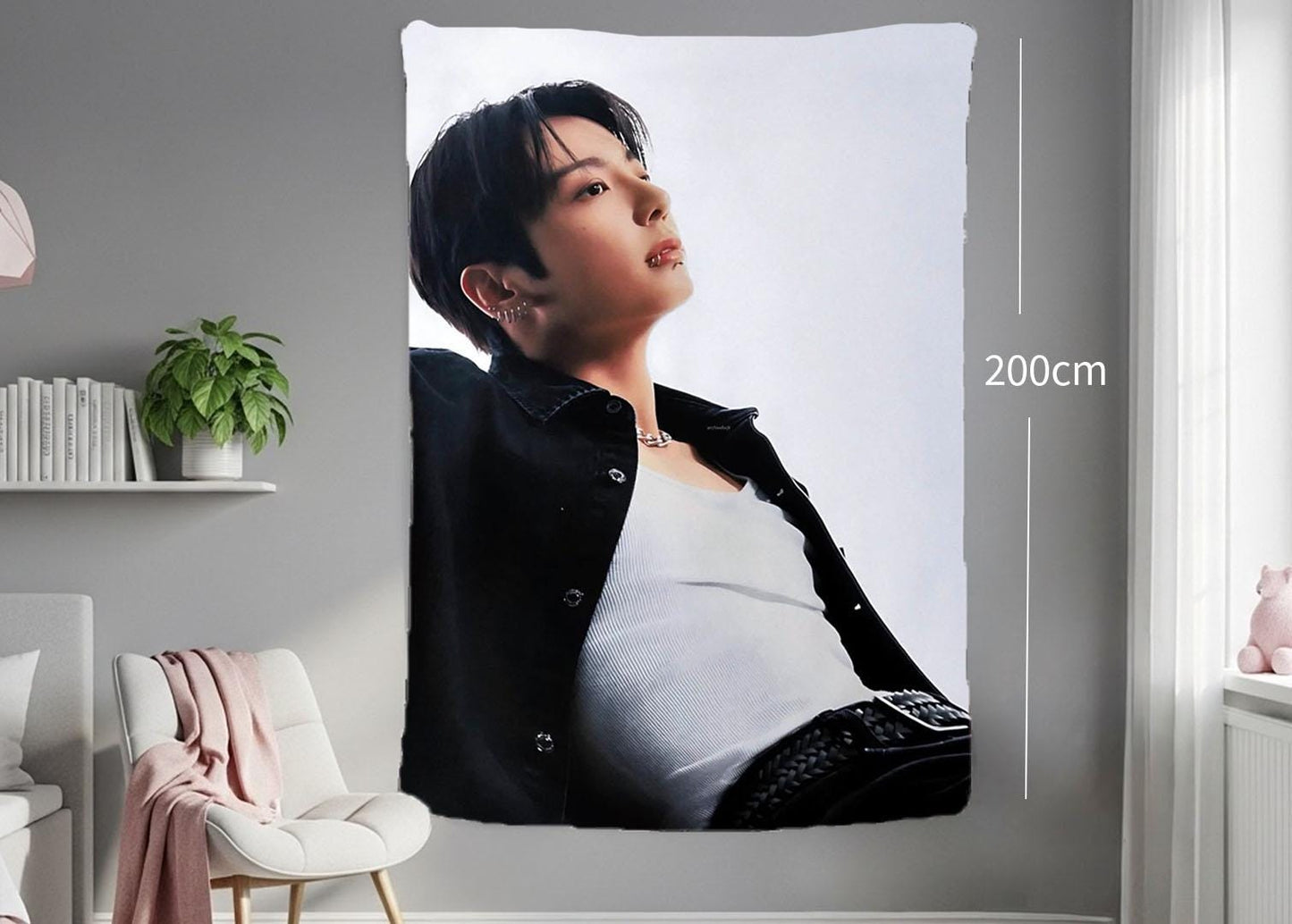 Jungkook Hanging Tapestry | Bantan Boys | Personalized Wall Art | Polyester Fabric | Ship Flag Banner