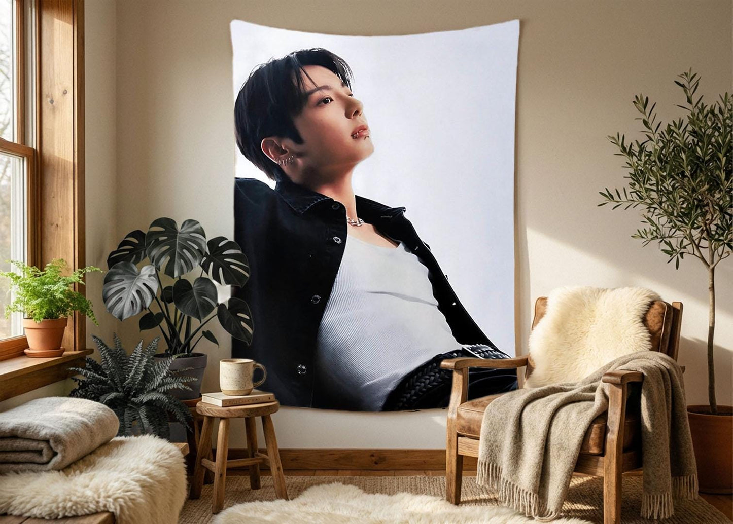 Jungkook Hanging Tapestry | Bantan Boys | Personalized Wall Art | Polyester Fabric | Ship Flag Banner