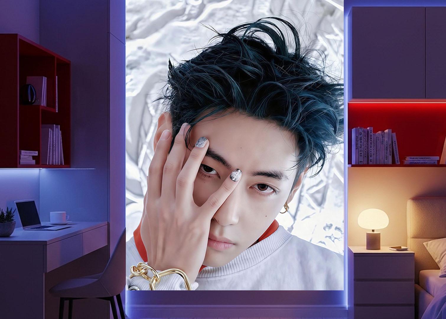 TaeHyung Hanging Tapestry | Bangtan Boys | Personalized Wall Art | Polyester Fabric | Ship Flag Banner