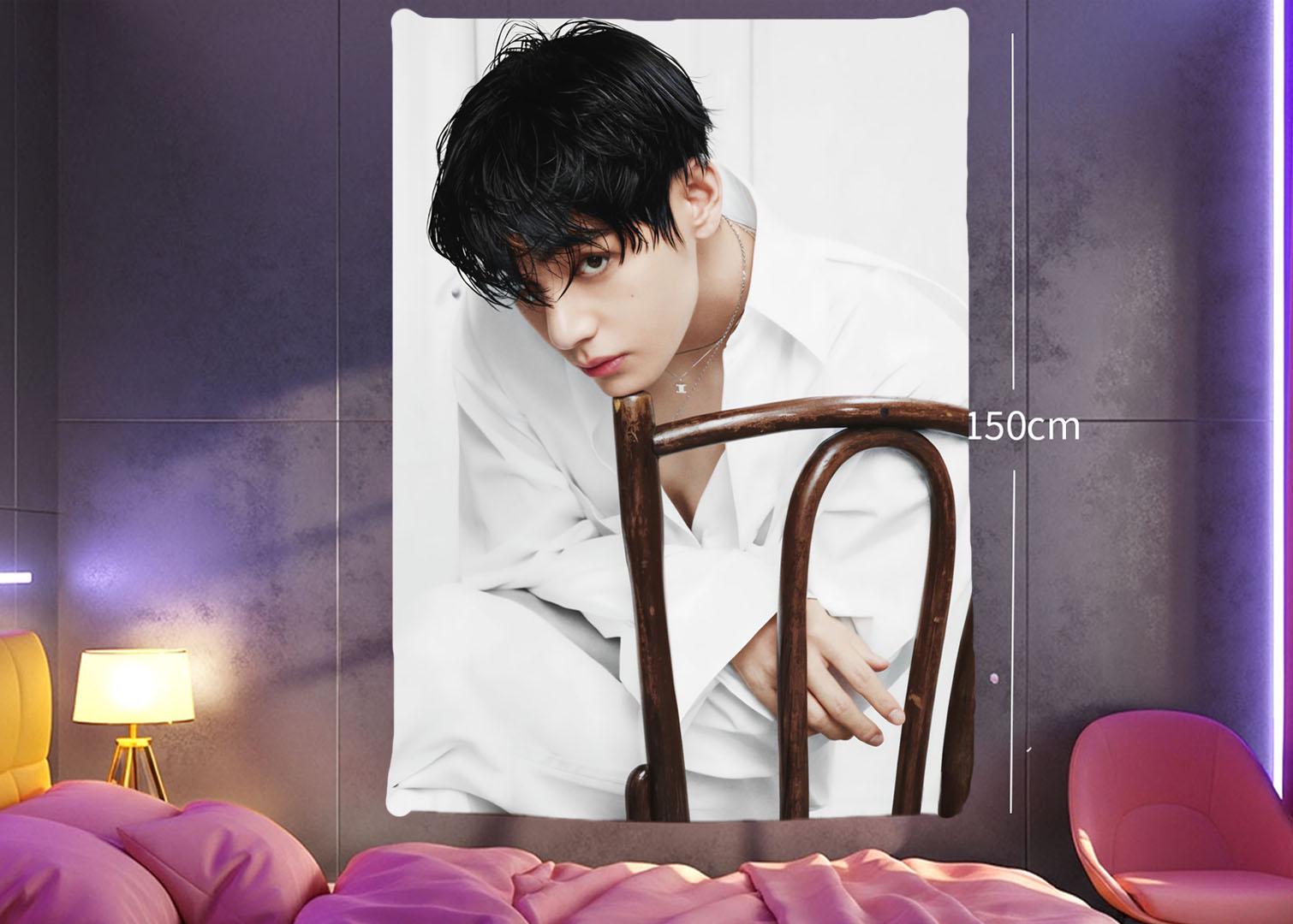 TaeHyung Hanging Tapestry | Bangtan Boys | Personalized Wall Art | Polyester Fabric | Ship Flag Banner