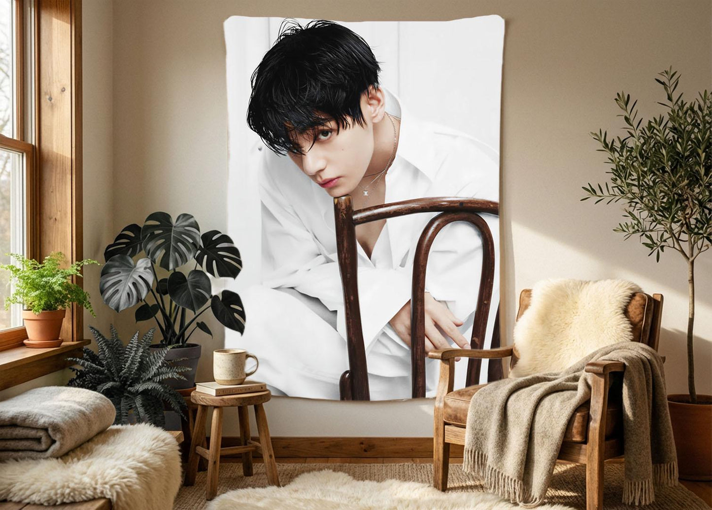 TaeHyung Hanging Tapestry | Bangtan Boys | Personalized Wall Art | Polyester Fabric | Ship Flag Banner