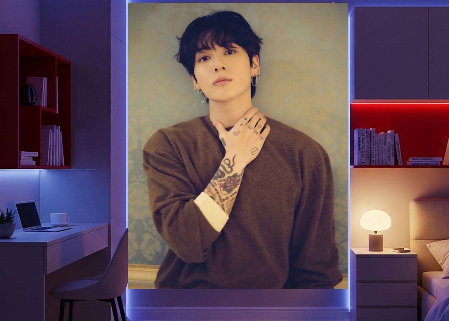 Jungkook Hanging Tapestry | Bantan Boys | Personalized Wall Art | Polyester Fabric | Ship Flag Banner