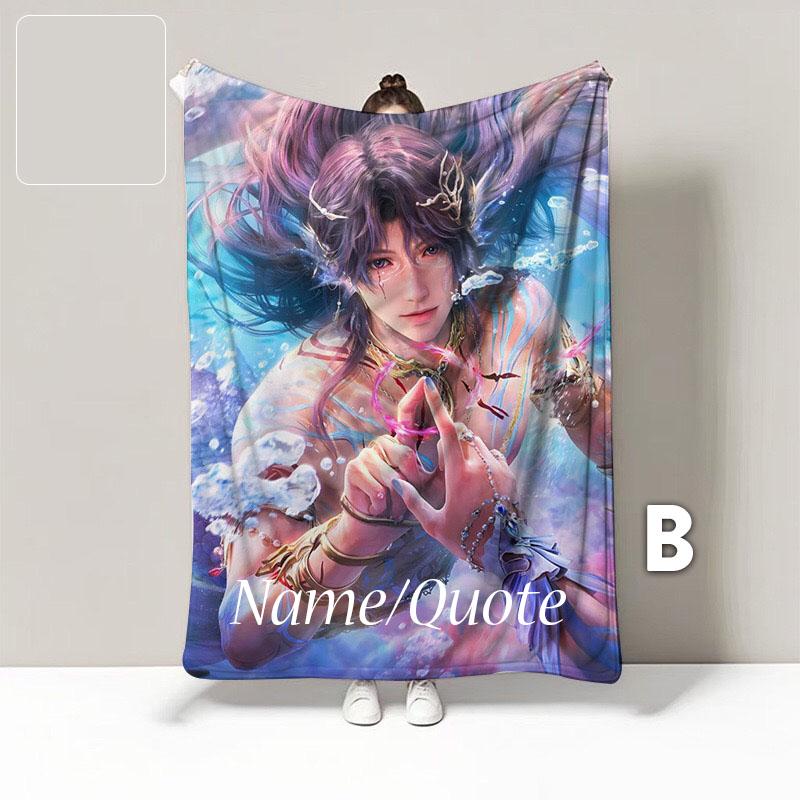 Rafayel Flannel Blanket Personalized | Custom Name Text | Soft Polyester Fleece| Sofa Bed Cozy Gift | 5 Sizes