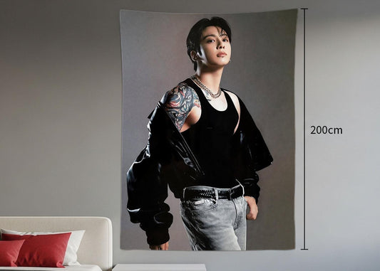 Jungkook Hanging Tapestry | Bantan Boys | Personalized Wall Art | Polyester Fabric | Ship Flag Banner
