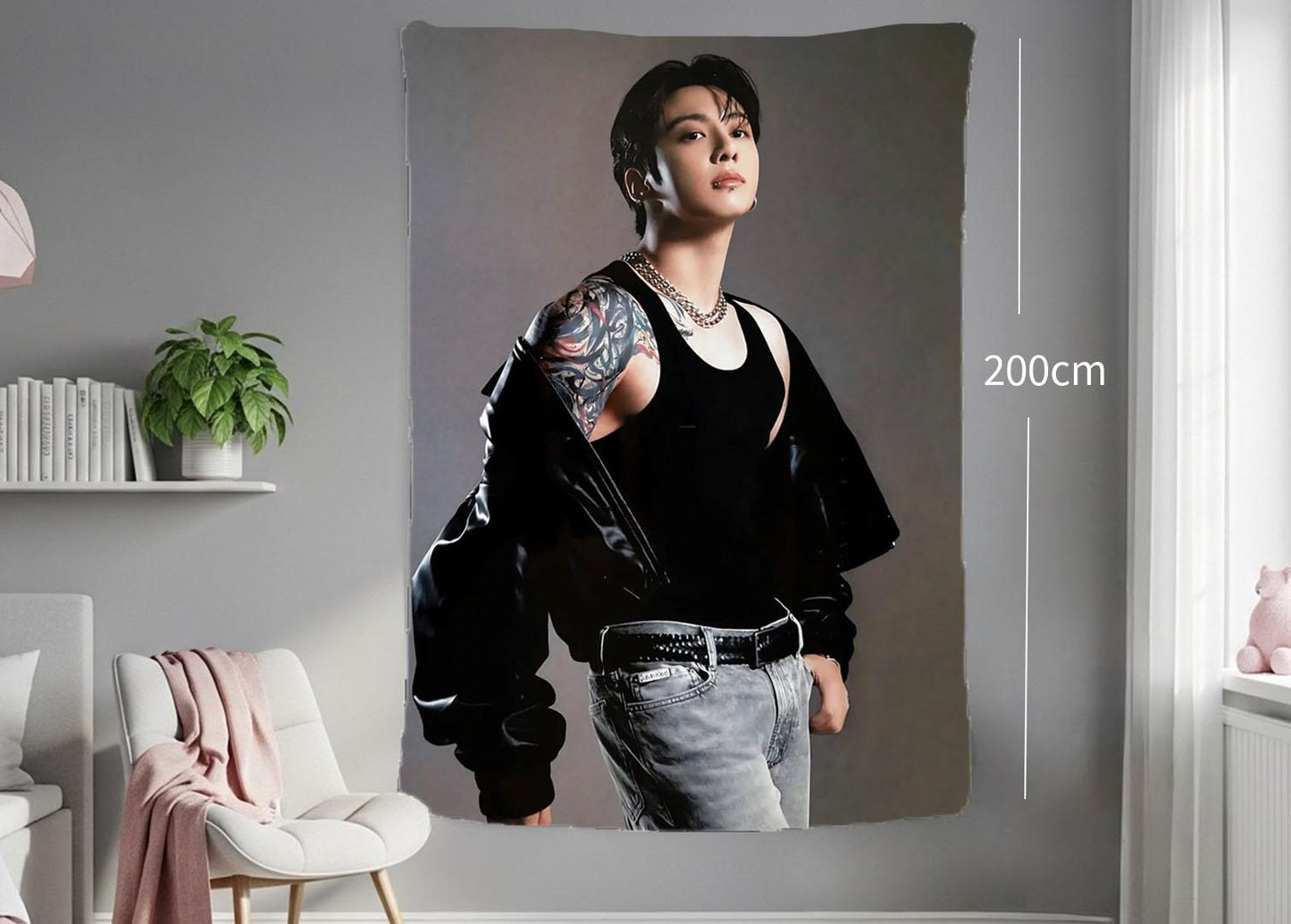 Jungkook Hanging Tapestry | Bantan Boys | Personalized Wall Art | Polyester Fabric | Ship Flag Banner