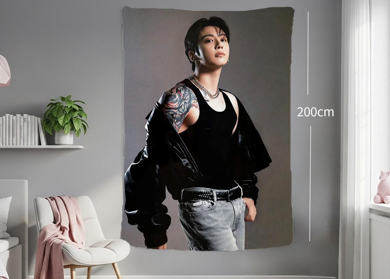 Jungkook Hanging Tapestry | Bantan Boys | Personalized Wall Art | Polyester Fabric | Ship Flag Banner
