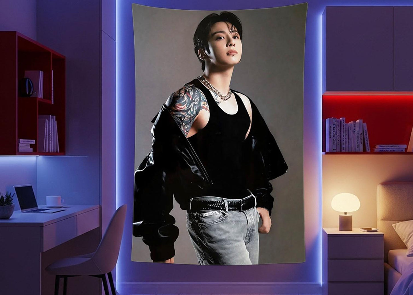 Jungkook Hanging Tapestry | Bantan Boys | Personalized Wall Art | Polyester Fabric | Ship Flag Banner