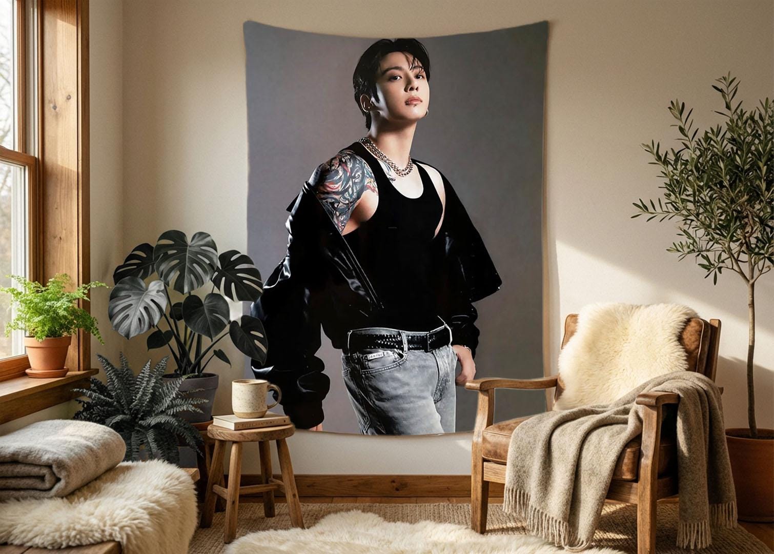 Jungkook Hanging Tapestry | Bantan Boys | Personalized Wall Art | Polyester Fabric | Ship Flag Banner