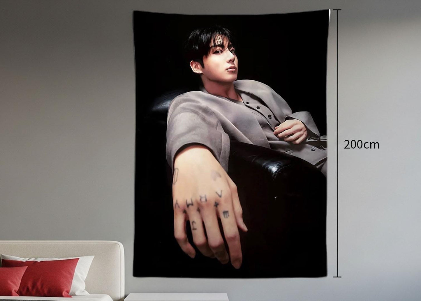 Jungkook Hanging Tapestry | Bantan Boys | Personalized Wall Art | Polyester Fabric | Ship Flag Banner