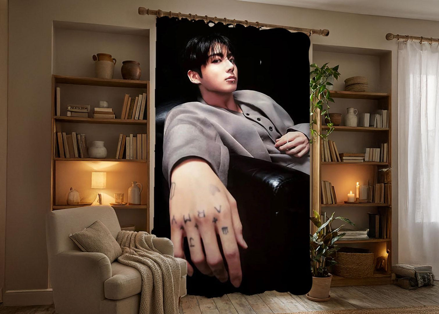 Jungkook Hanging Tapestry | Bantan Boys | Personalized Wall Art | Polyester Fabric | Ship Flag Banner