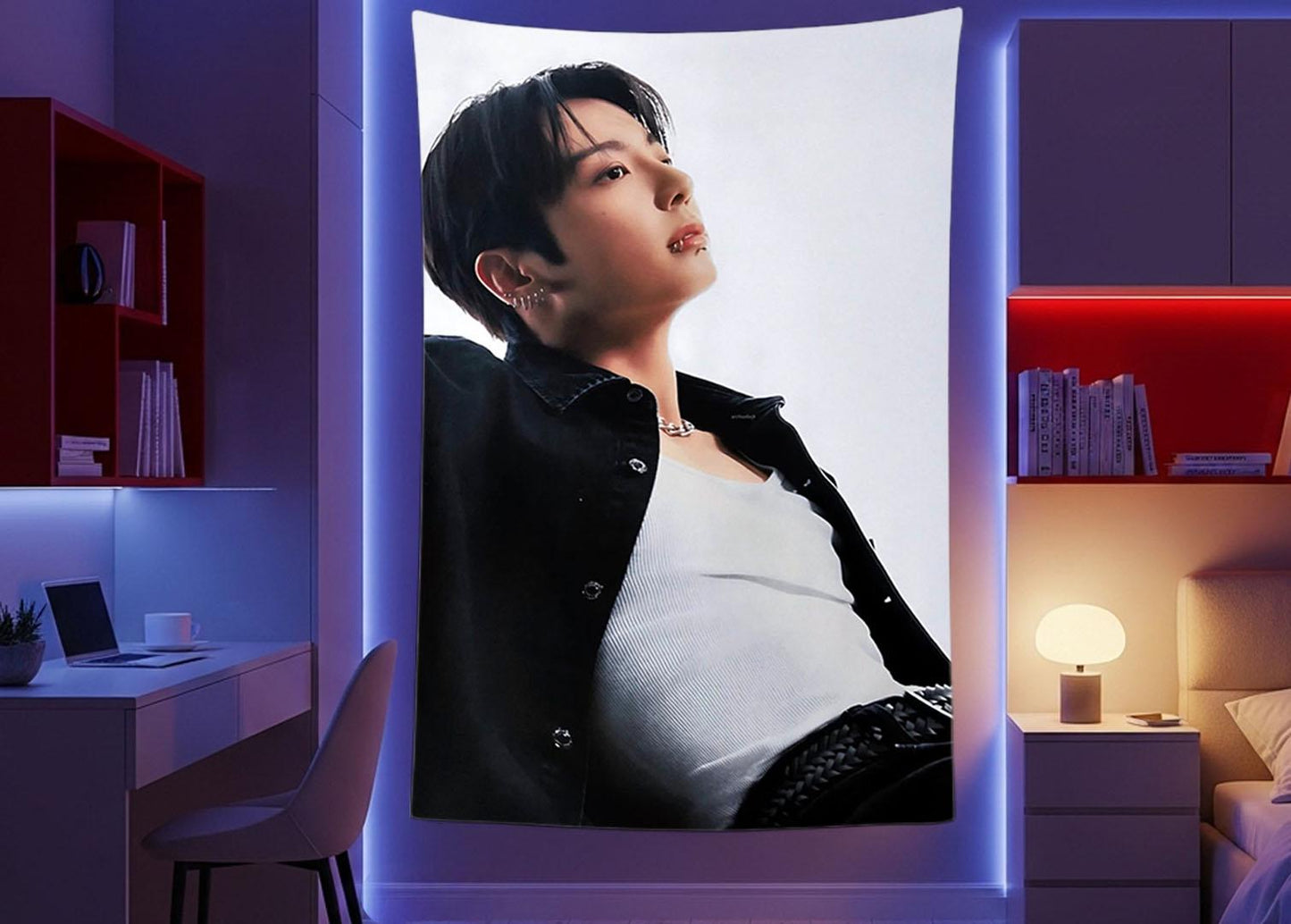 Jungkook Hanging Tapestry | Bantan Boys | Personalized Wall Art | Polyester Fabric | Ship Flag Banner
