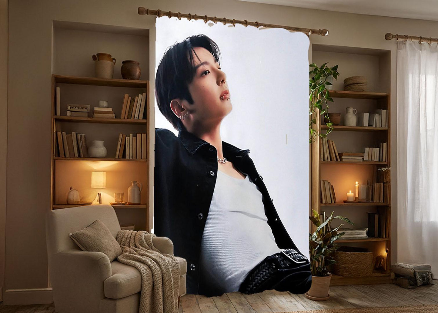 Jungkook Hanging Tapestry | Bantan Boys | Personalized Wall Art | Polyester Fabric | Ship Flag Banner