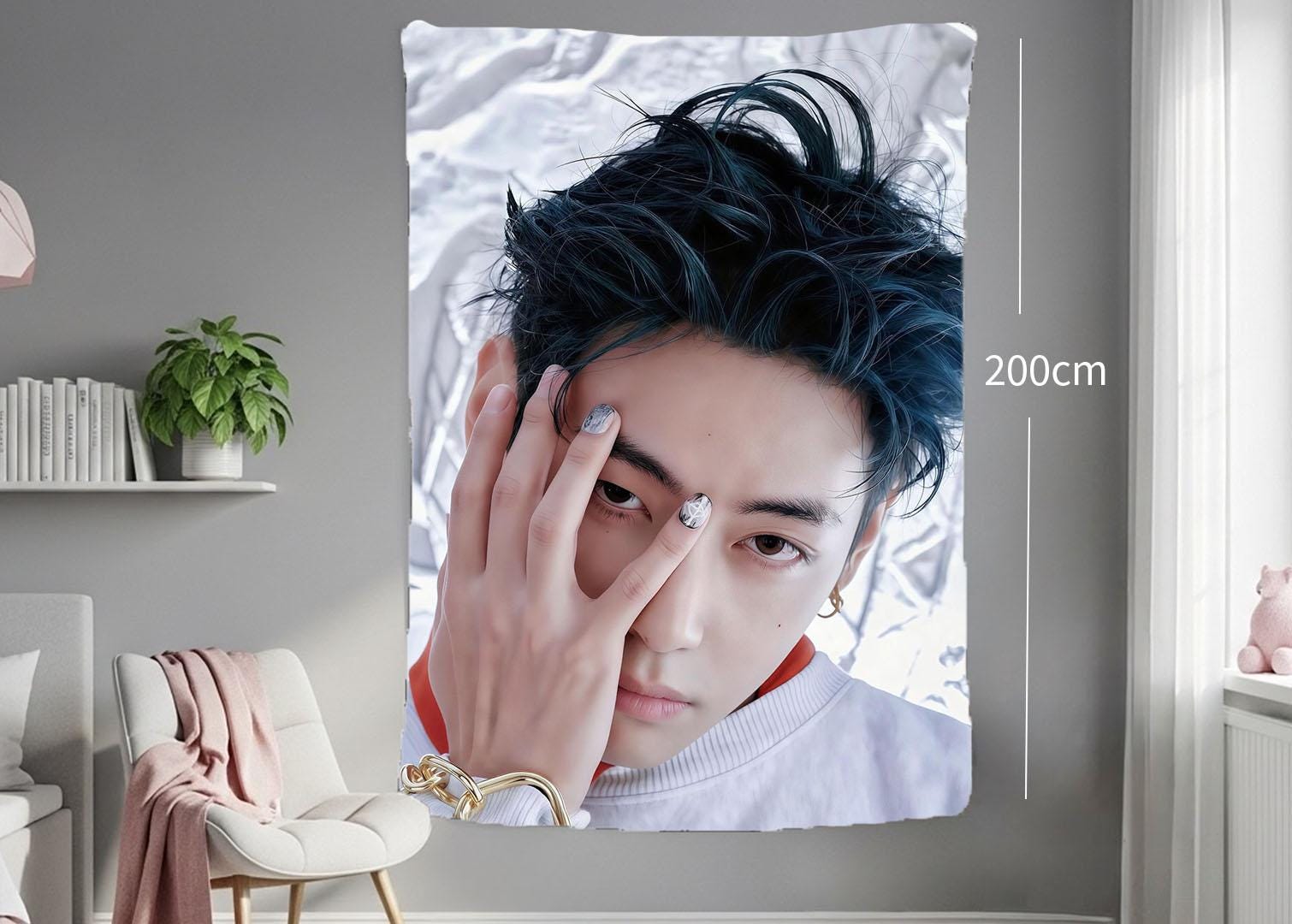 TaeHyung Hanging Tapestry | Bangtan Boys | Personalized Wall Art | Polyester Fabric | Ship Flag Banner