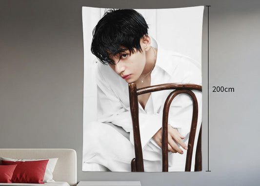 TaeHyung Hanging Tapestry | Bangtan Boys | Personalized Wall Art | Polyester Fabric | Ship Flag Banner
