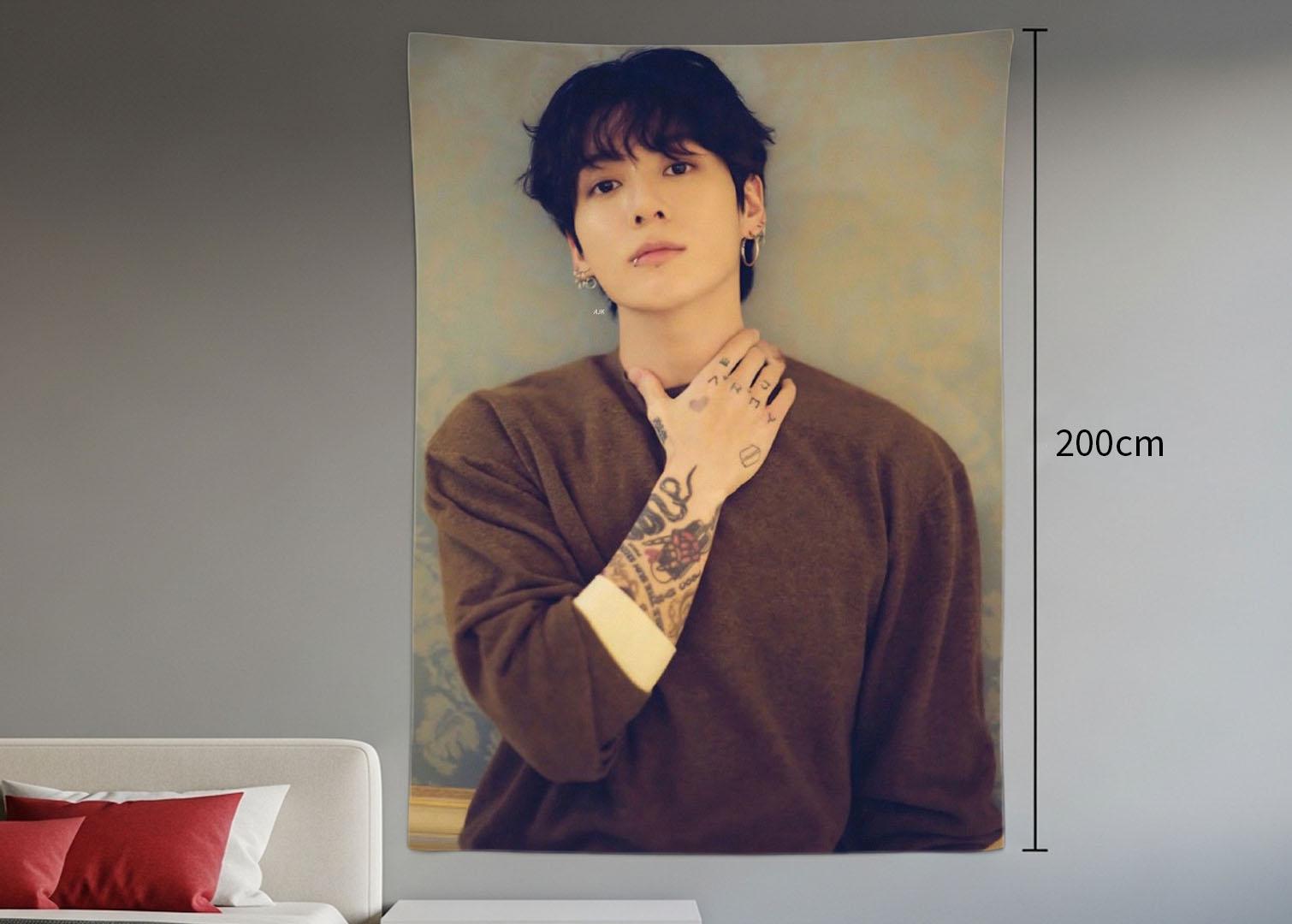 Jungkook Hanging Tapestry | Bantan Boys | Personalized Wall Art | Polyester Fabric | Ship Flag Banner