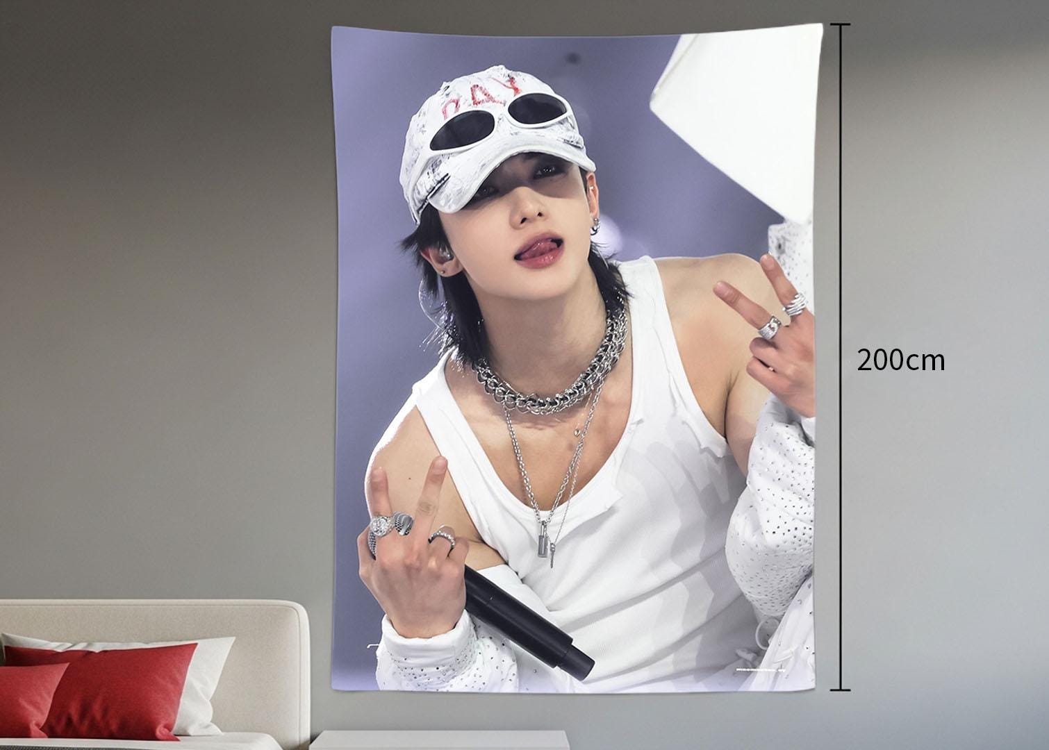 Hyunjin Hanging Tapestry | Stray Kids | Personalized Wall Art | Polyester Fabric | Ship Flag Banner