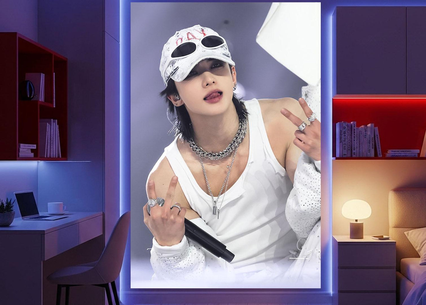 Hyunjin Hanging Tapestry | Stray Kids | Personalized Wall Art | Polyester Fabric | Ship Flag Banner