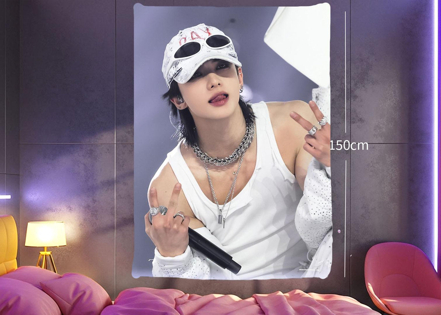 Hyunjin Hanging Tapestry | Stray Kids | Personalized Wall Art | Polyester Fabric | Ship Flag Banner