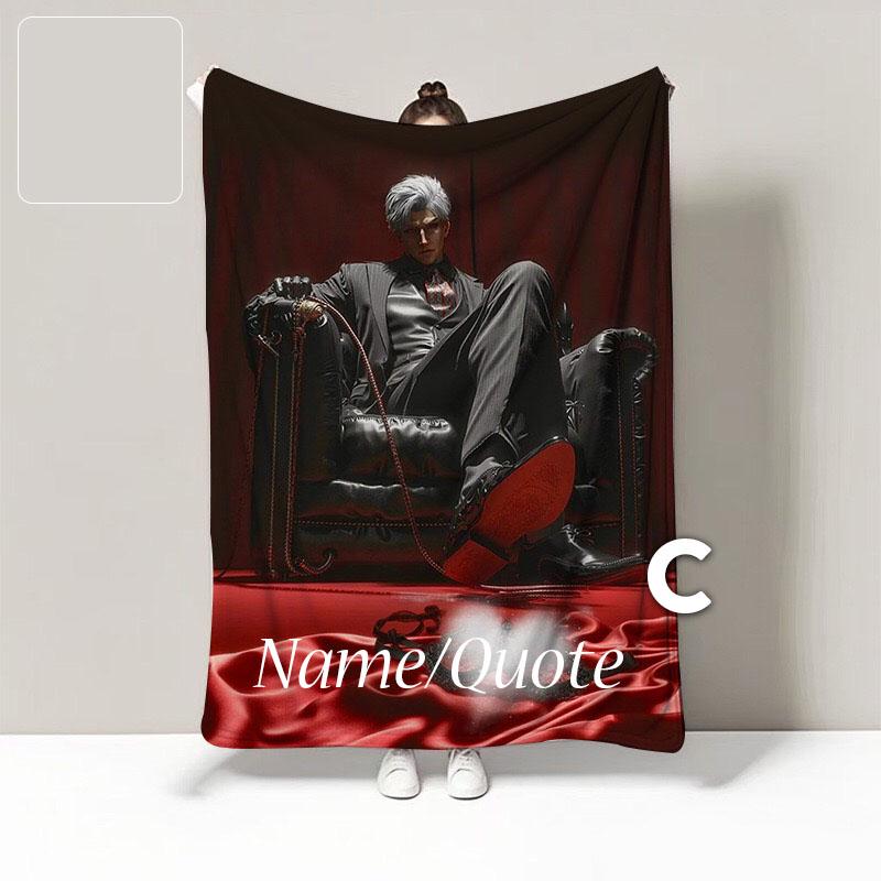 Sylus Flannel Blanket Personalized | Custom Name Text | Soft Polyester Fleece| Sofa Bed Cozy Gift | 5 Sizes