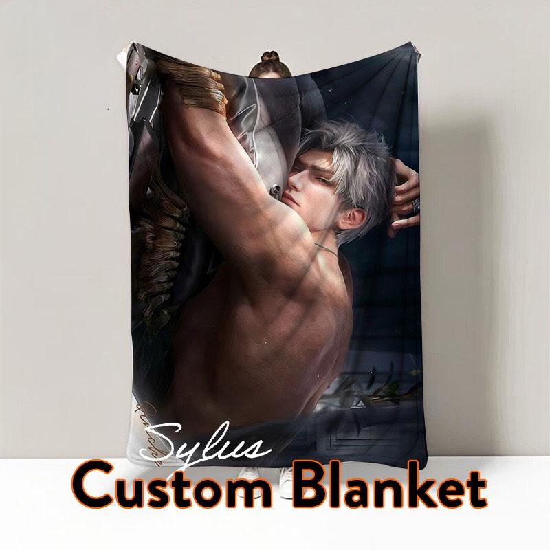 Sylus Flannel Blanket Personalized | Custom Name Text | Soft Polyester Fleece| Sofa Bed Cozy Gift | 5 Sizes