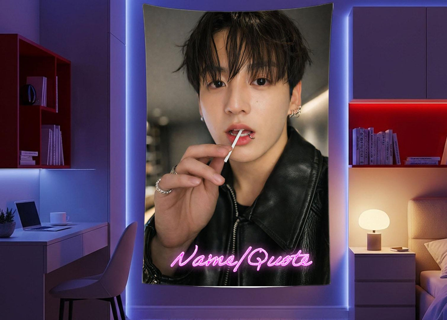 Jungkook Hanging Tapestry | Bantan Boys | Personalized Wall Art | Polyester Fabric | Ship Flag Banner