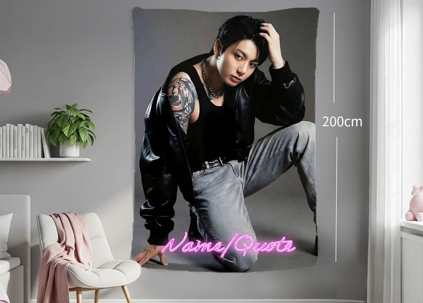 Jungkook Hanging Tapestry | Bantan Boys | Personalized Wall Art | Polyester Fabric | Ship Flag Banner