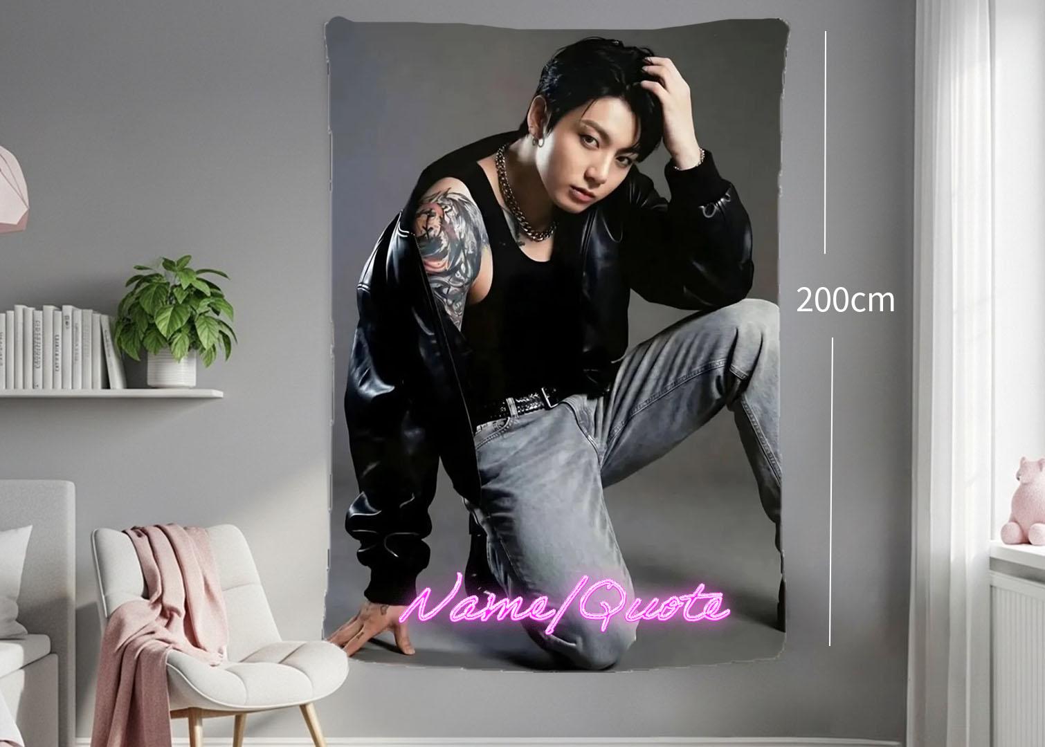 Jungkook Hanging Tapestry | Bantan Boys | Personalized Wall Art | Polyester Fabric | Ship Flag Banner