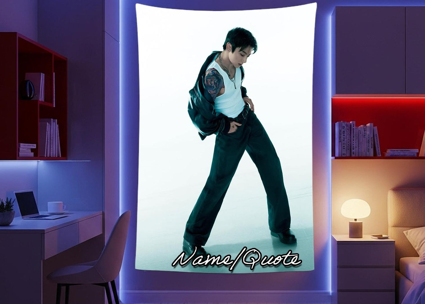 Jungkook Hanging Tapestry | Bantan Boys | Personalized Wall Art | Polyester Fabric | Ship Flag Banner