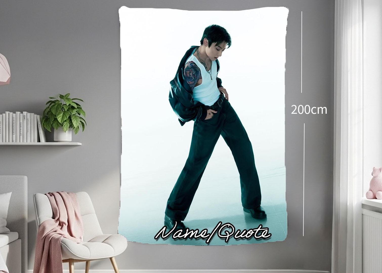 Jungkook Hanging Tapestry | Bantan Boys | Personalized Wall Art | Polyester Fabric | Ship Flag Banner