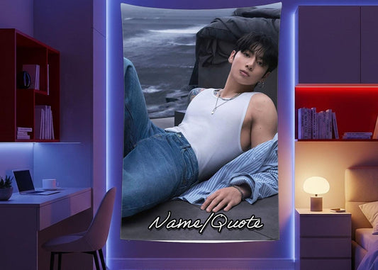 Jungkook Hanging Tapestry | Bantan Boys | Personalized Wall Art | Polyester Fabric | Ship Flag Banner