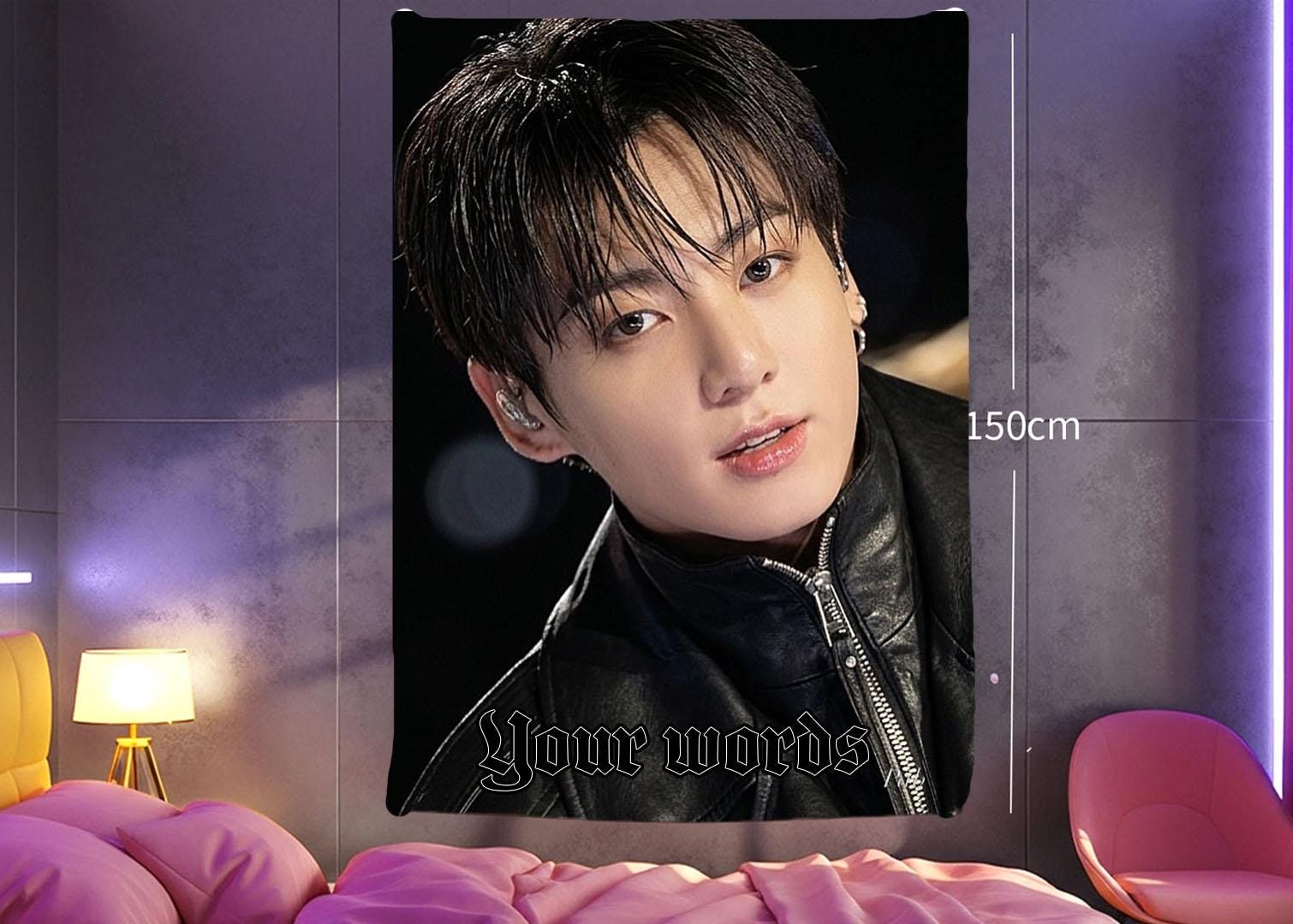 Jungkook Hanging Tapestry | Bantan Boys | Personalized Wall Art | Polyester Fabric | Ship Flag Banner