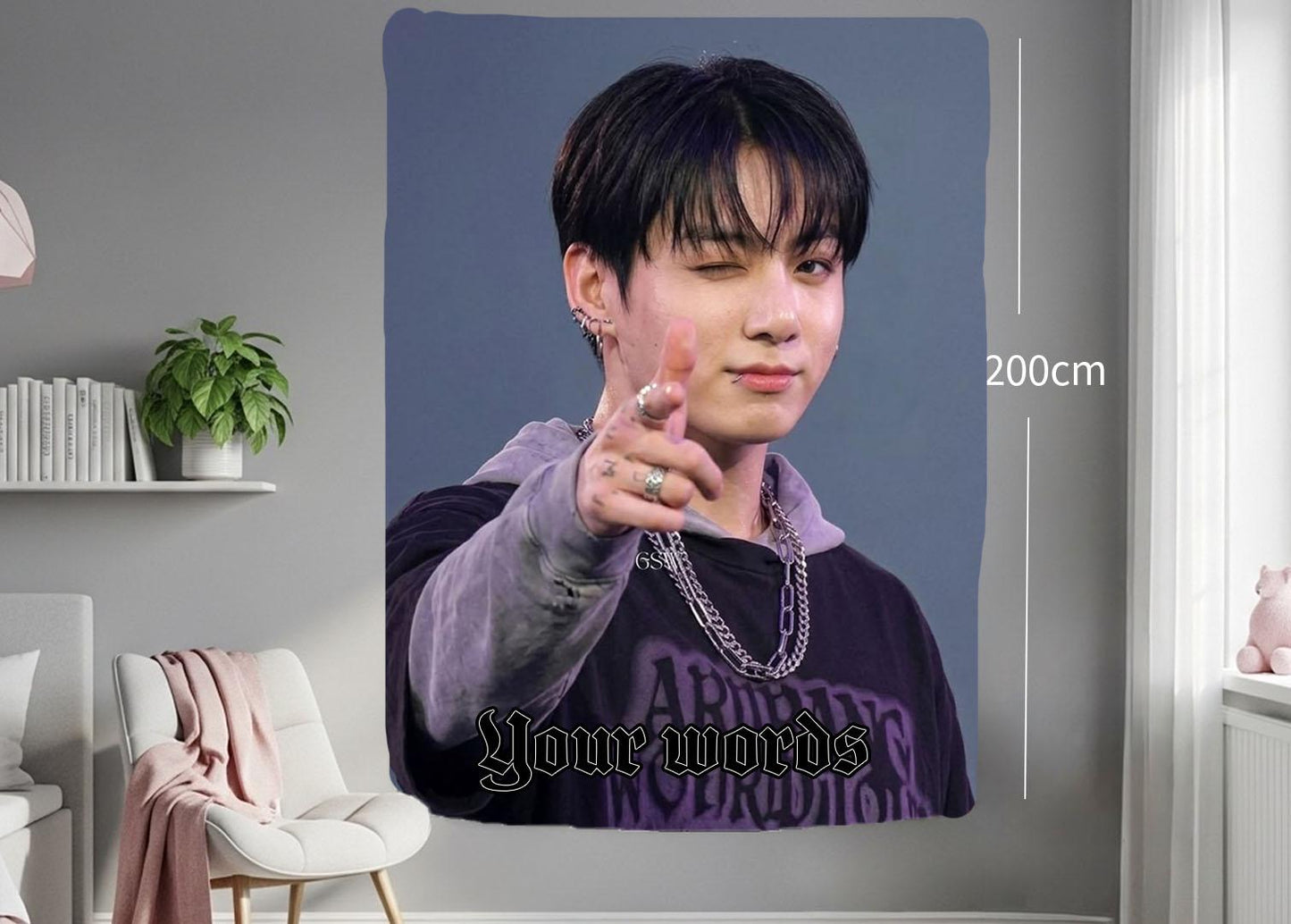 Jungkook Hanging Tapestry | Bantan Boys | Personalized Wall Art | Polyester Fabric | Ship Flag Banner