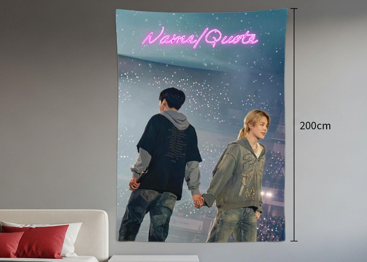 Jikook Hanging Tapestry | Bantan Boys | Personalized Wall Art | Polyester Fabric | Ship Flag Banner