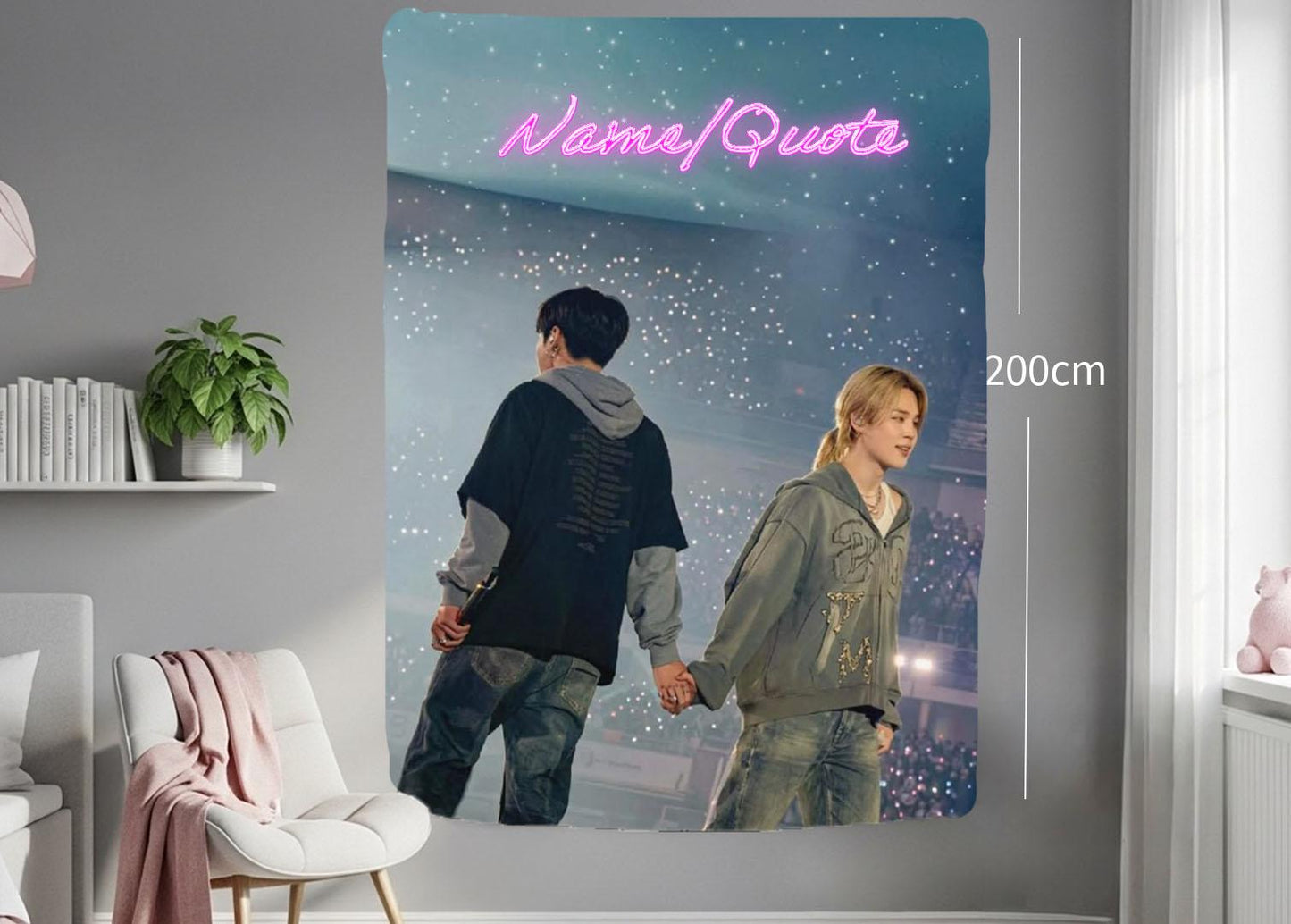 Jikook Hanging Tapestry | Bantan Boys | Personalized Wall Art | Polyester Fabric | Ship Flag Banner