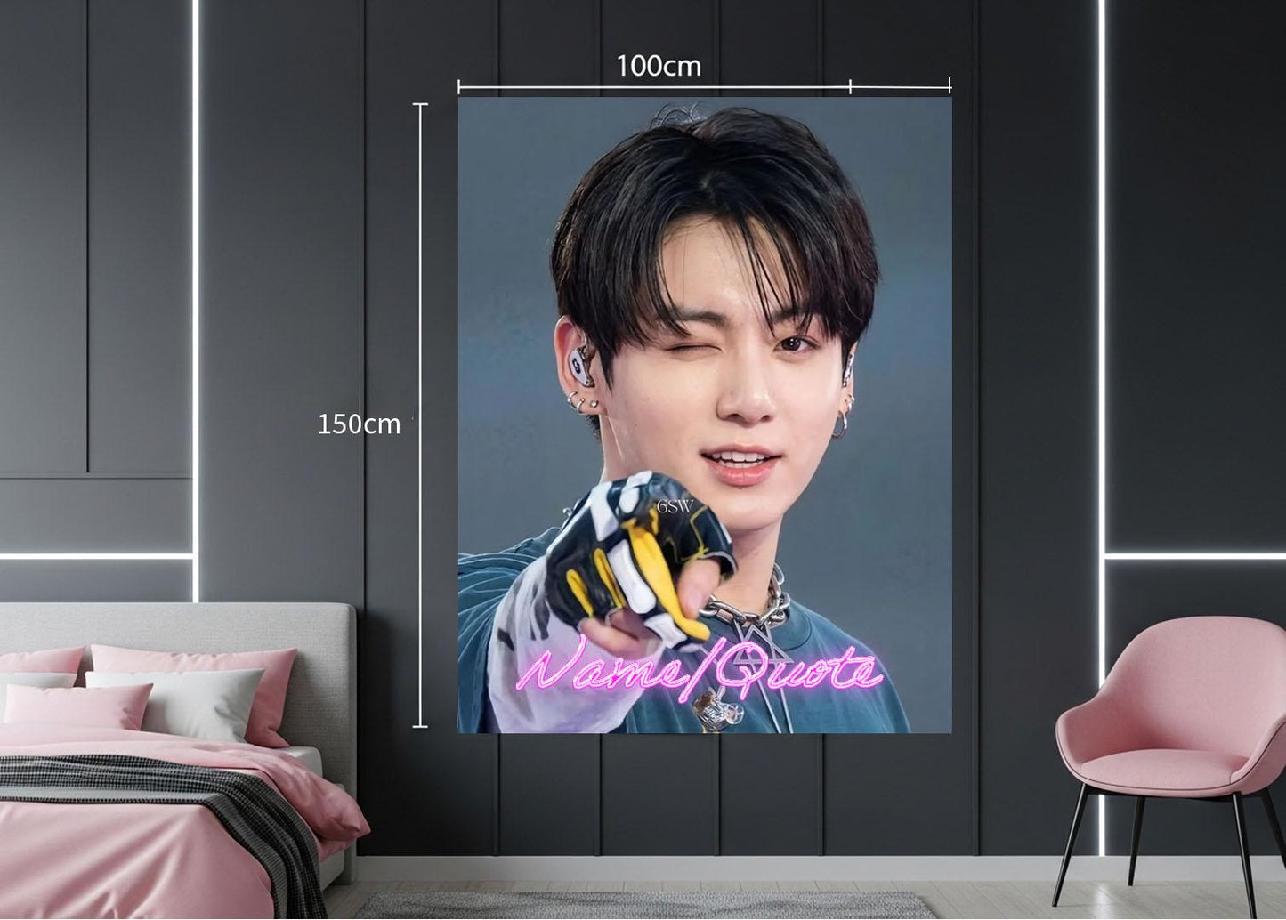 Jungkook Hanging Tapestry | Bantan Boys | Personalized Wall Art | Polyester Fabric | Ship Flag Banner