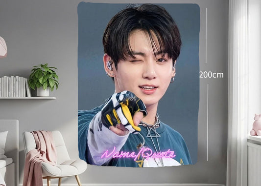 Jungkook Hanging Tapestry | Bantan Boys | Personalized Wall Art | Polyester Fabric | Ship Flag Banner