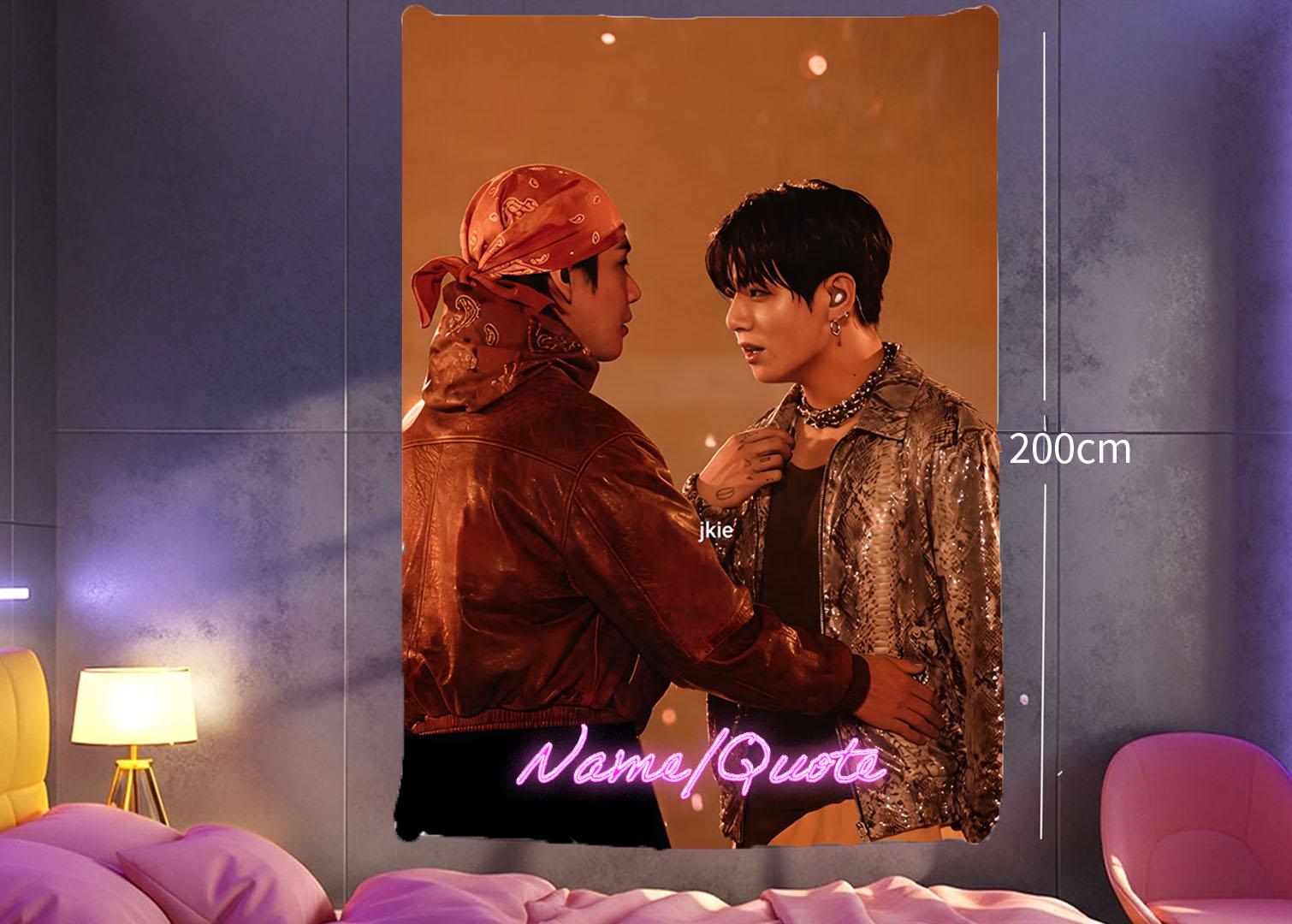 Taekook Hanging Tapestry | Bantan Boys | Personalized Wall Art | Polyester Fabric | Ship Flag Banner